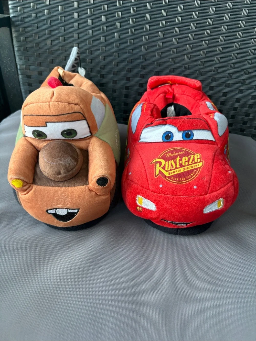 Cars Lightning McQueen & Mater Plush Kids Slippers - Red & Brown